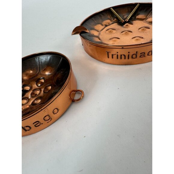 Trinidad & Tobago Copper Steel Drum Ashtray Set - Picture 4 of 16
